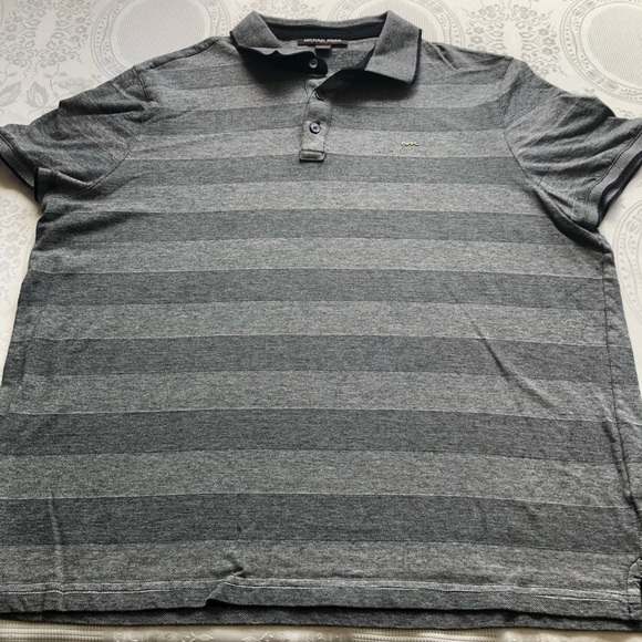 Michael Kors Gray Stripes Polo Shirt Men’s Size XL Short Sleeves Classic-Fit - Picture 15 of 16